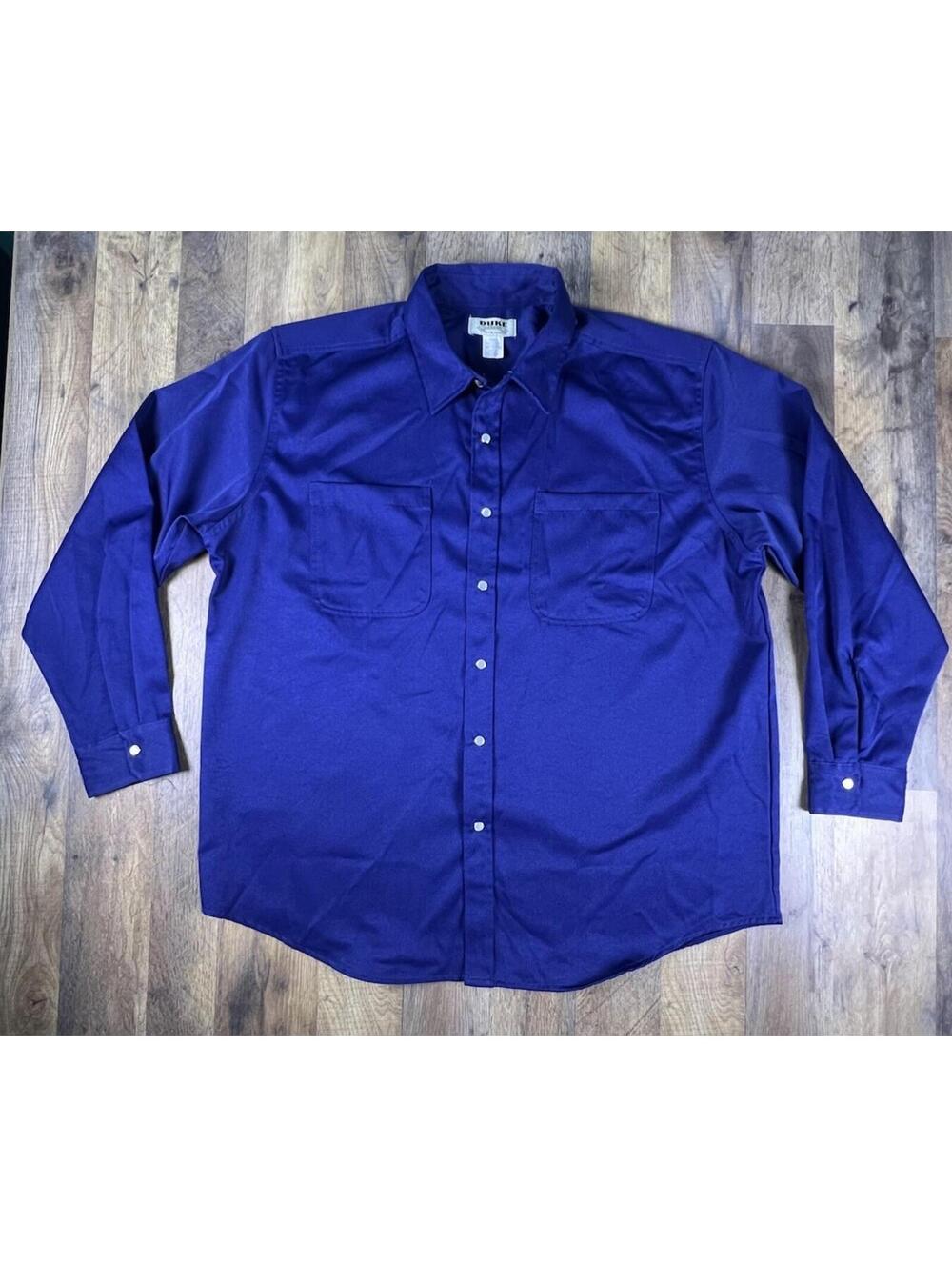 Vintage Duke Pearl Snap Cowboy Shirt Men's XL Blue Western Trucker Thick Heavy